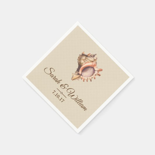Coastal Conch Seashell | PERSONALISIERT Serviette (Ecke)