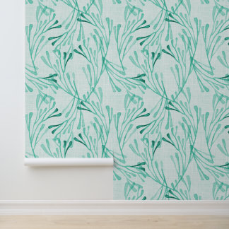 Coastal Coral in Soft Mint Green Tapete