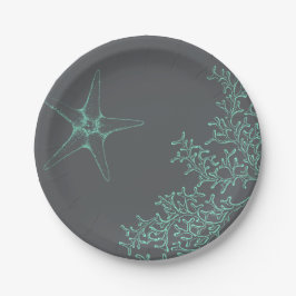 Coastal Coral und Star Fish Nautical Beach Thema Pappteller