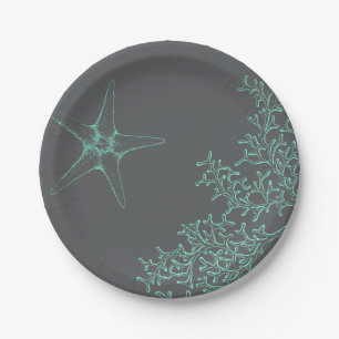 Coastal Coral und Star Fish Nautical Beach Thema Pappteller