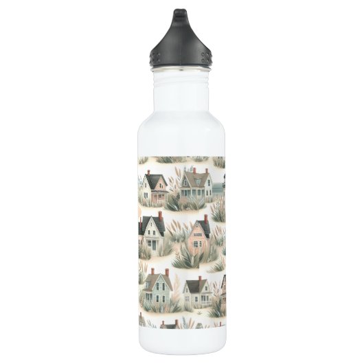 Coastal Cottage Lighthouse Pattern Edelstahlflasche (Rechts)