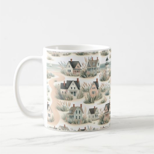 Coastal Cottage Lighthouse Pattern Kaffeetasse (Links)
