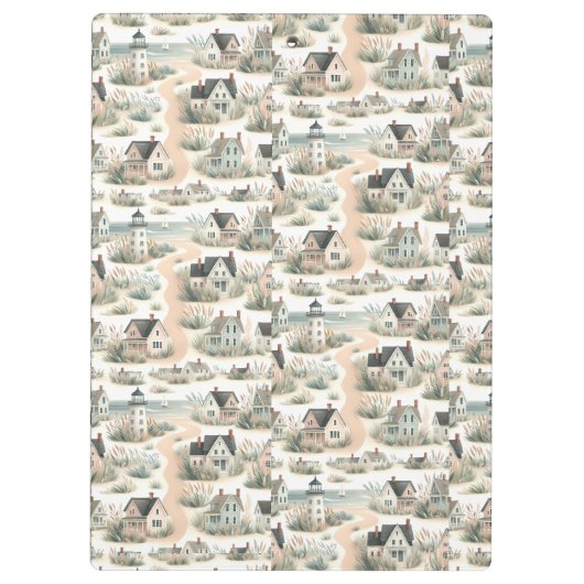 Coastal Cottage Lighthouse Pattern Klemmbrett (Rückseite)