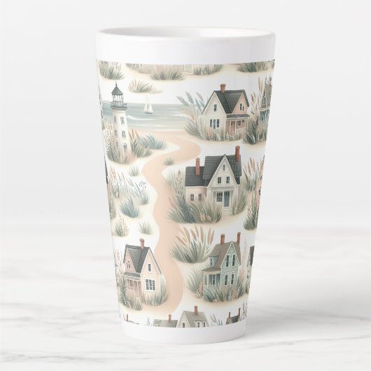 Coastal Cottage Lighthouse Pattern Milchtasse (Vorderseite)