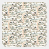 Coastal Cottage Lighthouse Pattern Quadratischer Aufkleber (Vorderseite)