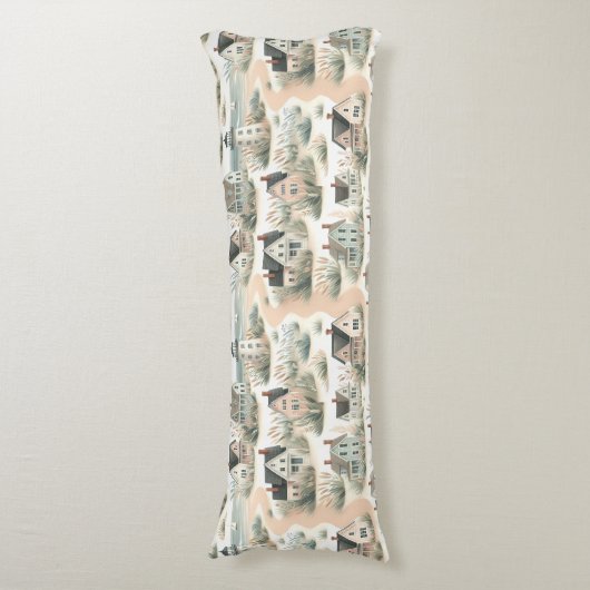 Coastal Cottage Lighthouse Pattern Seitenschläferkissen (Vorderseite Vertikal)