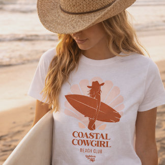 Coastal Cowgirl Beach Club T-Shirt Retro Surf Girl