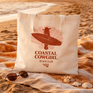 Coastal Cowgirl Beach Club T-Shirt Retro Surf Girl Tragetasche