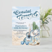 Coastal Cowgirl Birthday Invitation Einladung (Stehend Vorderseite)