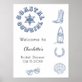 Coastal Cowgirl Blue Beach Brautparty Poster (Vorne)