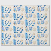 Coastal Cowgirl Blue Gift Geschenkpapier (Flach)