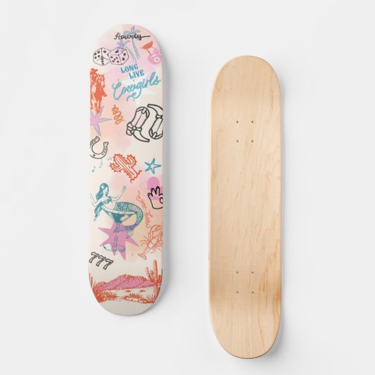 Coastal Cowgirl College Dorm Room Wall Art Skateboard (Vorderseite)
