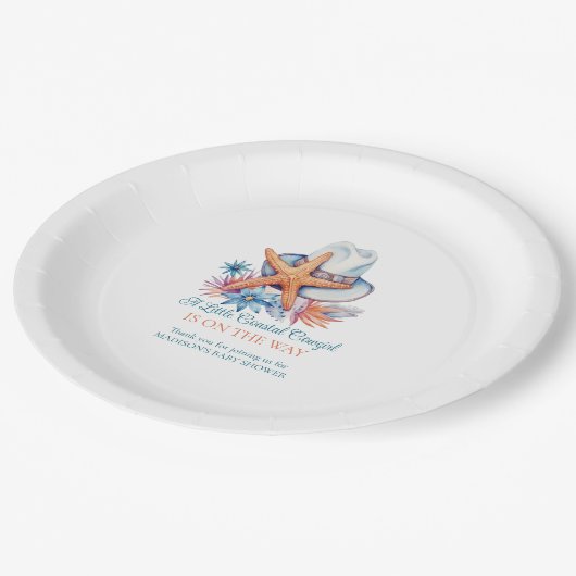 Coastal Cowgirl Hat and Seashells Paper Dinner N Pappteller (Schrägansicht)