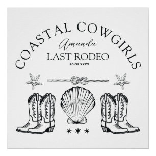 Coastal Cowgirl Stiefel Western Junggesellinnenabs Poster