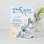 Coastal Cowgirl Yee Haw Birthday Invitation Einladung (Stehend Vorderseite)