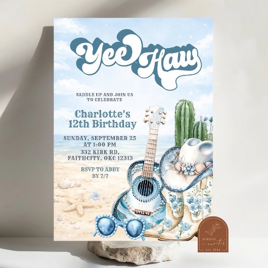 Coastal Cowgirl Yee Haw Birthday Invitation Einladung