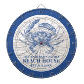 Coastal Crab Beach House Rustikaler Name Dartscheibe (vorne)