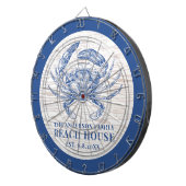 Coastal Crab Beach House Rustikaler Name Dartscheibe (Vorderseite rechts)