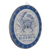 Coastal Crab Beach House Rustikaler Name Dartscheibe (Vorderseite Links)