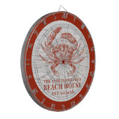 Coastal Crab Beach House Rustikaler Name Dartscheibe (Vorderseite Links)