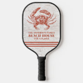 Coastal Crab Beach House Rustikaler Name Pickleball Schläger (Vorderseite)