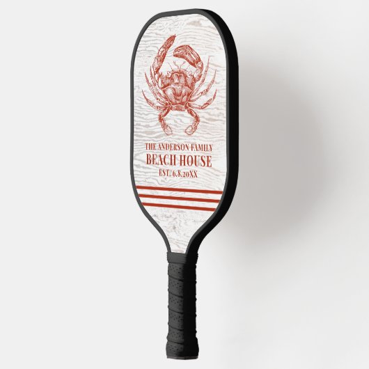 Coastal Crab Beach House Rustikaler Name Pickleball Schläger (Links)