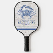 Coastal Crab Beach House Rustikaler Name Pickleball Schläger (Vorderseite)
