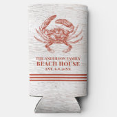 Coastal Crab Beach House Rustikaler Name Selters Dosenkühler (Rückseite)