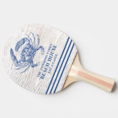 Coastal Crab Beach House Rustikaler Name Tischtennis Schläger (Seitenansicht)