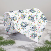 Coastal Crab Christmas Lights Monogram Krawatte