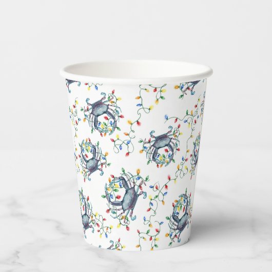 Coastal Crab Christmas Lights Pappbecher (Rückseite)