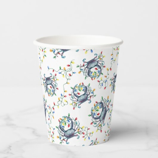 Coastal Crab Christmas Lights Pappbecher (Vorderseite)