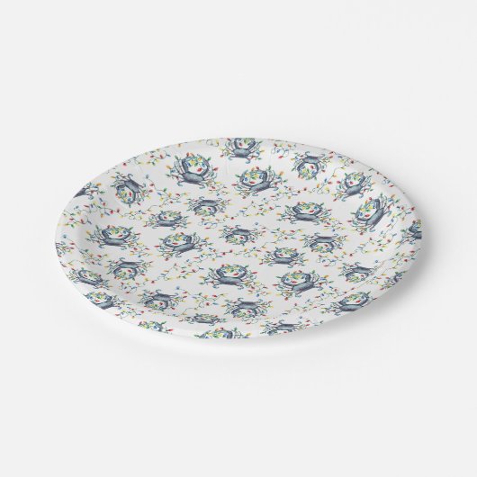 Coastal Crab Christmas Lights Pappteller (Schrägansicht)