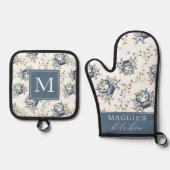 Coastal Crab Christmas Lights Personalized Ofenhandschuh & Topflappen-Set (Vorderseite)