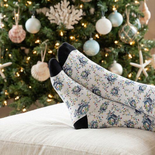 Coastal Crab Christmas Lights Socken
