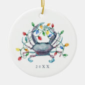Coastal Crab Christmas Photo & Year Keramik Ornament (Vorne)