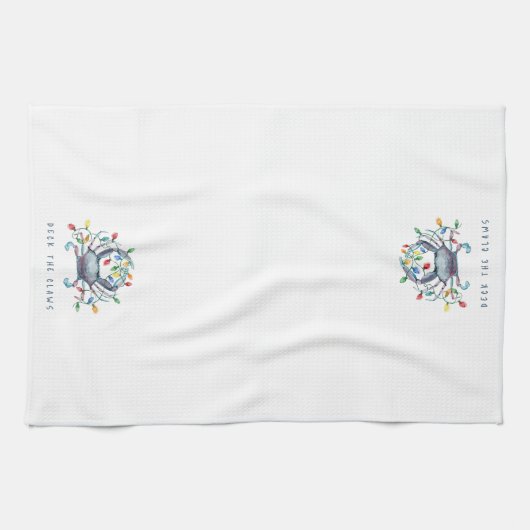 Coastal Crab “Deck the Claws” Holiday Geschirrtuch (Horizontal)