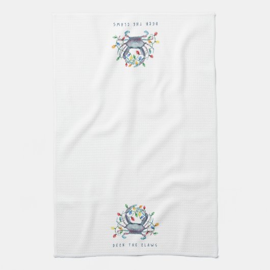 Coastal Crab “Deck the Claws” Holiday Geschirrtuch (Vertikal)