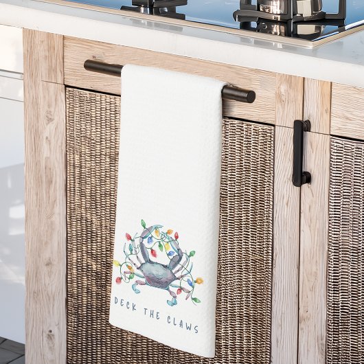 Coastal Crab “Deck the Claws” Holiday Geschirrtuch