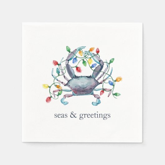 Coastal Crab “Sea & Greetings” Holiday Serviette (Vorderseite)