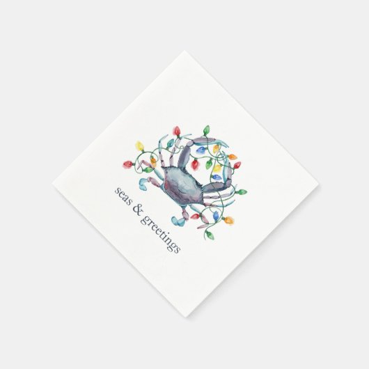 Coastal Crab “Sea & Greetings” Holiday Serviette (Ecke)