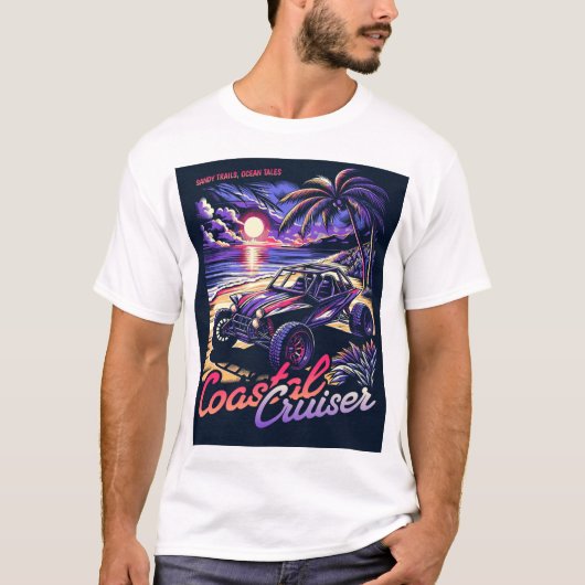 Coastal Cruiser Sunset Beach Buggy Retro Artwork T-Shirt (Vorderseite)