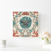 Coastal Damask I Quadratische Wanduhr (Zuhause)