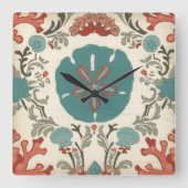 Coastal Damask I Quadratische Wanduhr (Vorderseite)