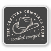 Coastal Disco Cowgirl Dunkelschwarz Western ästhet Aufkleber (Vorderseite)