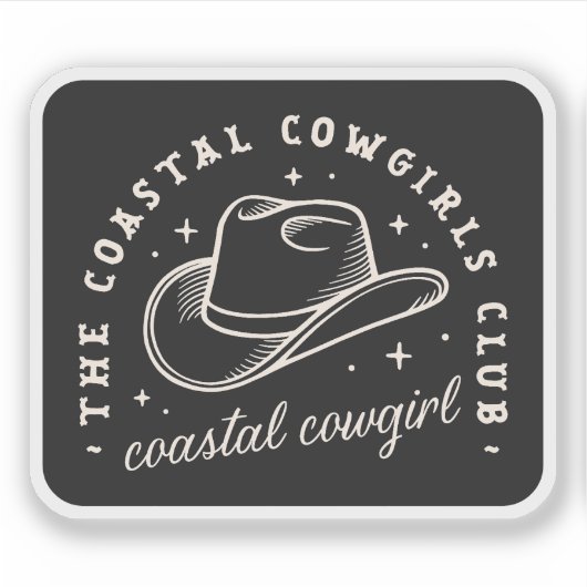 Coastal Disco Cowgirl Dunkelschwarz Western ästhet Aufkleber (Vorderseite)