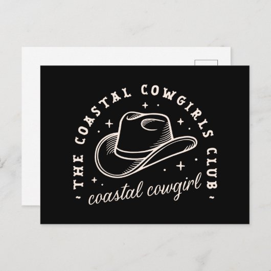 Coastal Disco Cowgirl dunkle Western schwarze Ästh Postkarte (Vorne/Hinten)