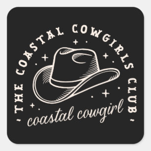 Coastal Disco Cowgirls Schwarze Ästhetik passend Quadratischer Aufkleber