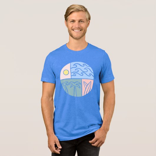 Coastal Dreamscape Graphic T-Shirt - Sun, Surf & P Tri-Blend Shirt (Vorderseite voll)