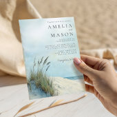 Coastal Dune Sea Grass Beach Wedding Invitation Einladung